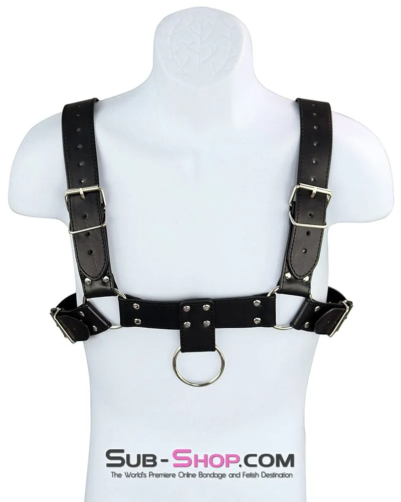 0389DL      Man's Bondage Chest Harness with Front Lead Ring