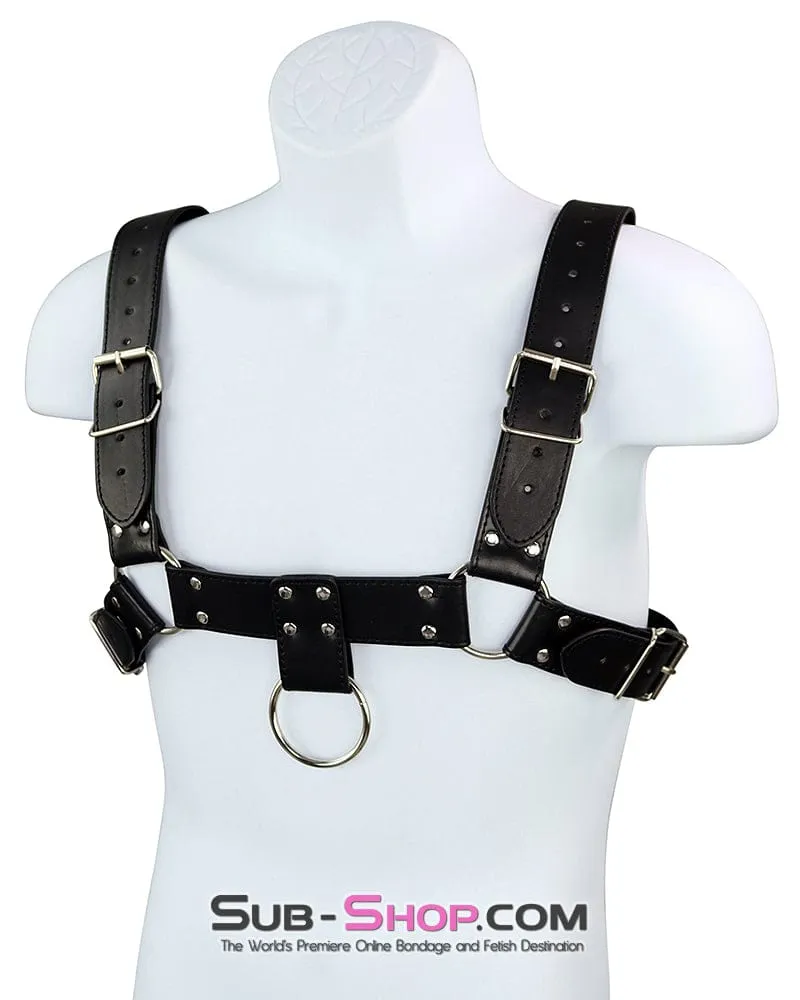 0389DL      Man's Bondage Chest Harness with Front Lead Ring