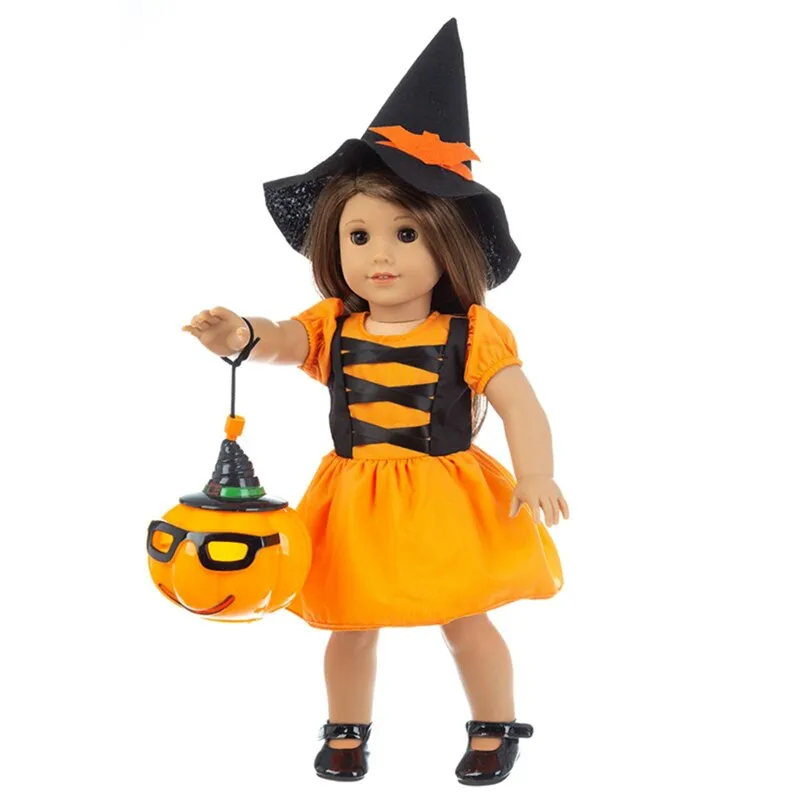 18 Inch American Girl Halloween Doll Reborn Dolls Toys Pumpkin Lantern With Light Halloween Dress Festivals Children's Toys Gift