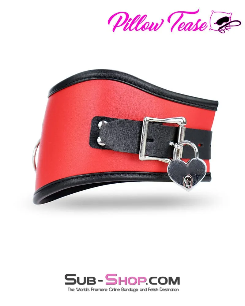 2402DL      Red Slave Training Posture Collar with Black Trim