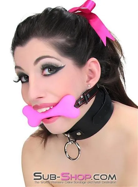 2964DL      Lil' Bitch Pup Small Pink Silicone Puppy Play Bone Gag - MEGA Deal