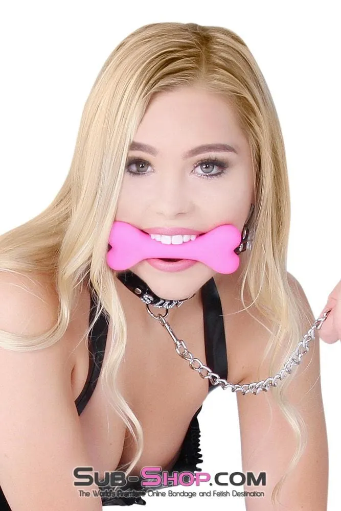 2964DL      Lil' Bitch Pup Small Pink Silicone Puppy Play Bone Gag - MEGA Deal