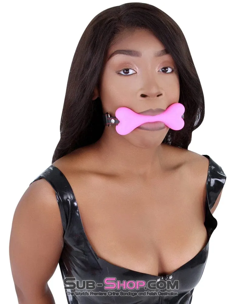 2964DL      Lil' Bitch Pup Small Pink Silicone Puppy Play Bone Gag - MEGA Deal