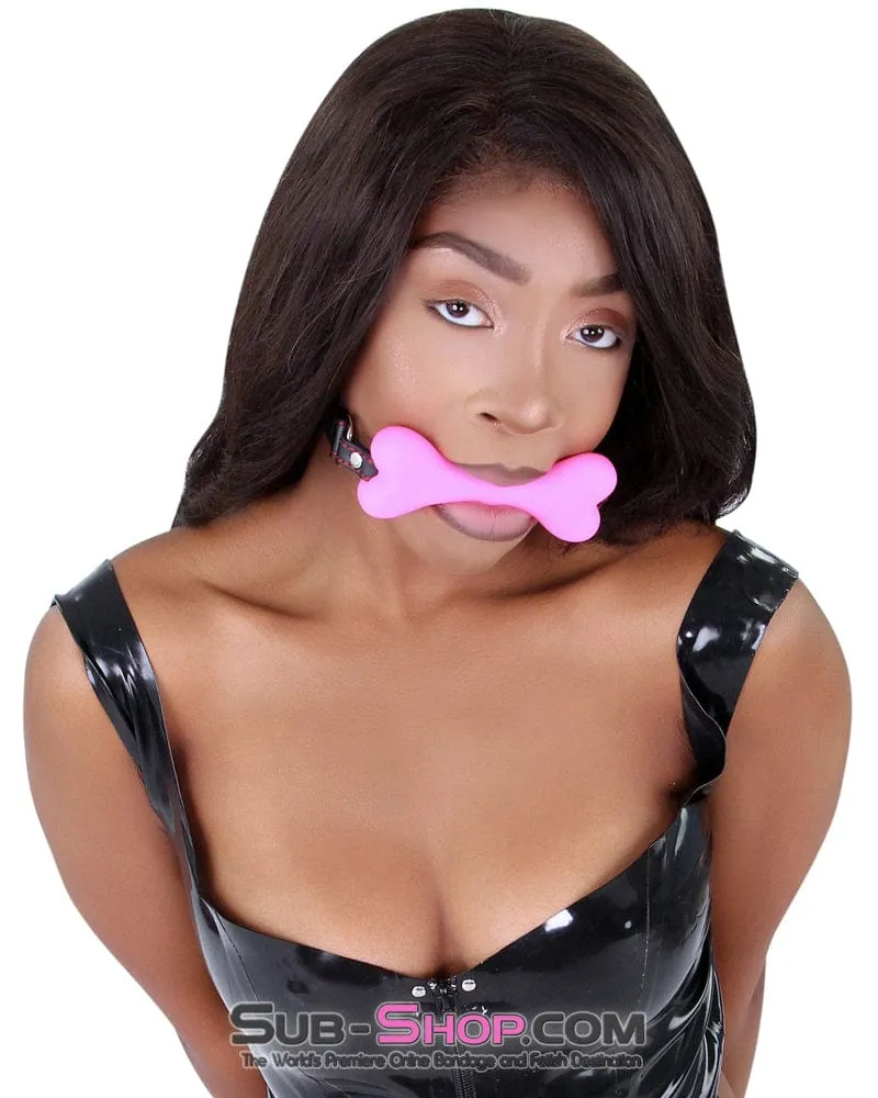 2964DL      Lil' Bitch Pup Small Pink Silicone Puppy Play Bone Gag - MEGA Deal