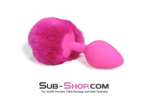 3737M      Somebunny Loves You Pink Powder Puff Bunny Tail, Medium Pink Silicone Plug