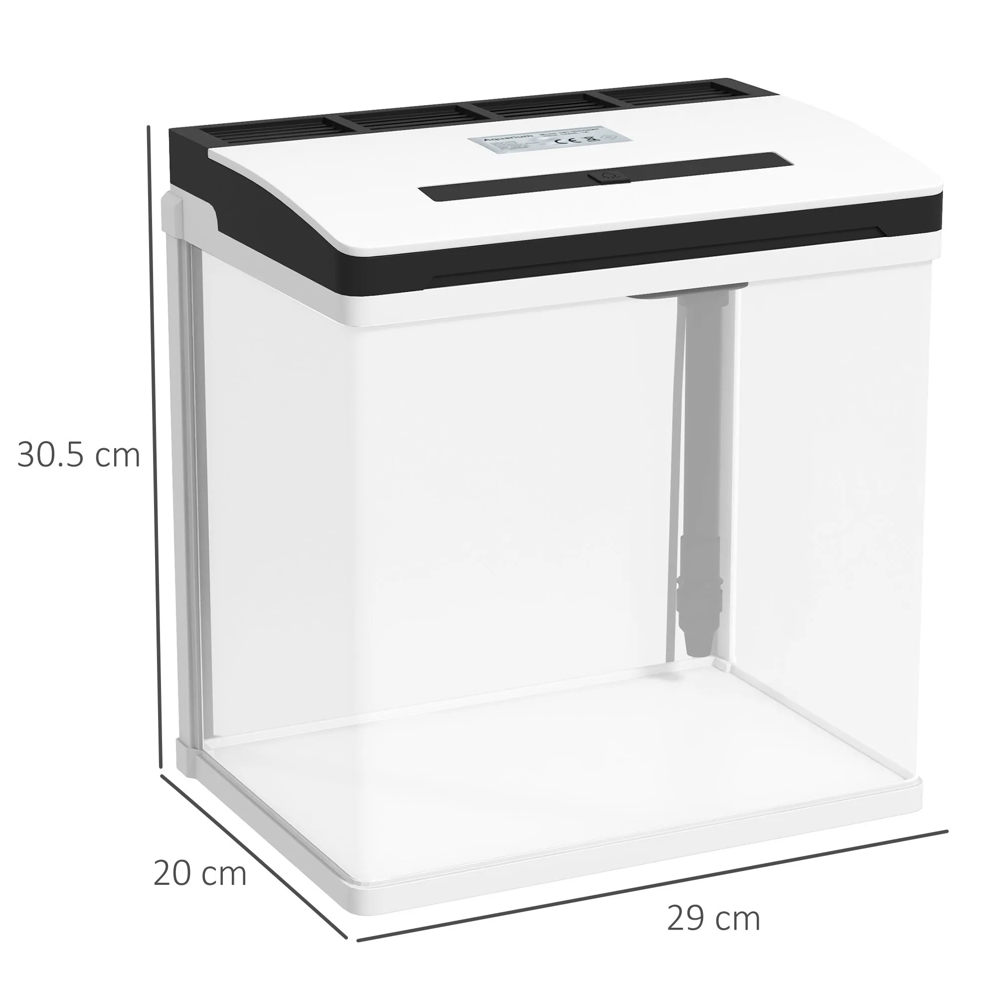 Aquarium 13L Glass Fish Tank w/ Filter, LED Lighting, Water Pump