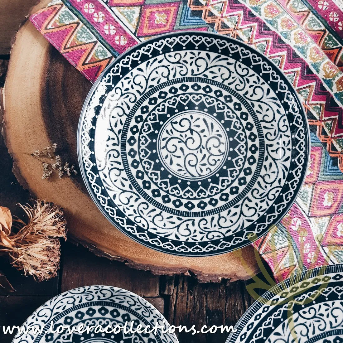 Awasaka Japan Black & White Tribal Dinnerware Collection