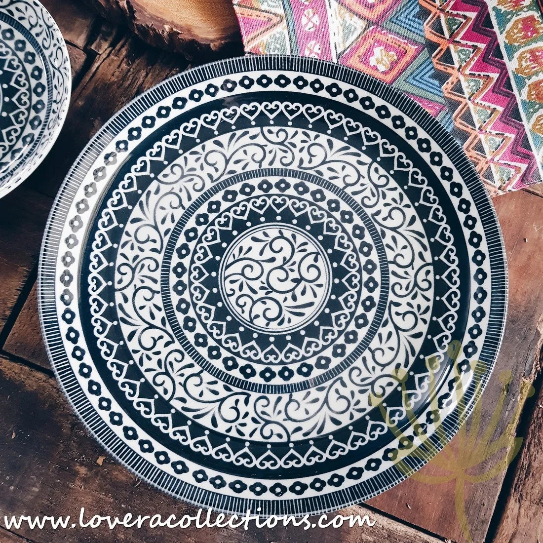 Awasaka Japan Black & White Tribal Dinnerware Collection