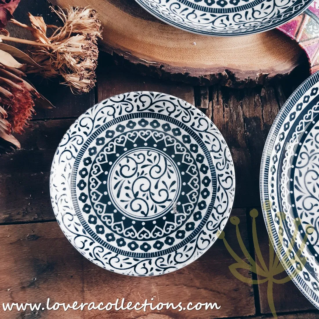 Awasaka Japan Black & White Tribal Dinnerware Collection