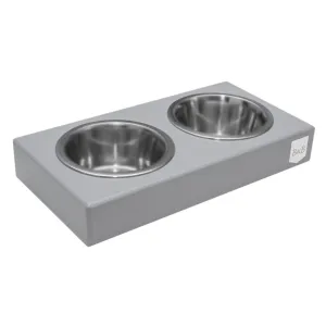 Bowl and Bone Grey Double Dog Feeder