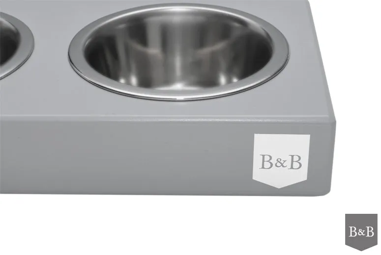 Bowl and Bone Grey Double Dog Feeder