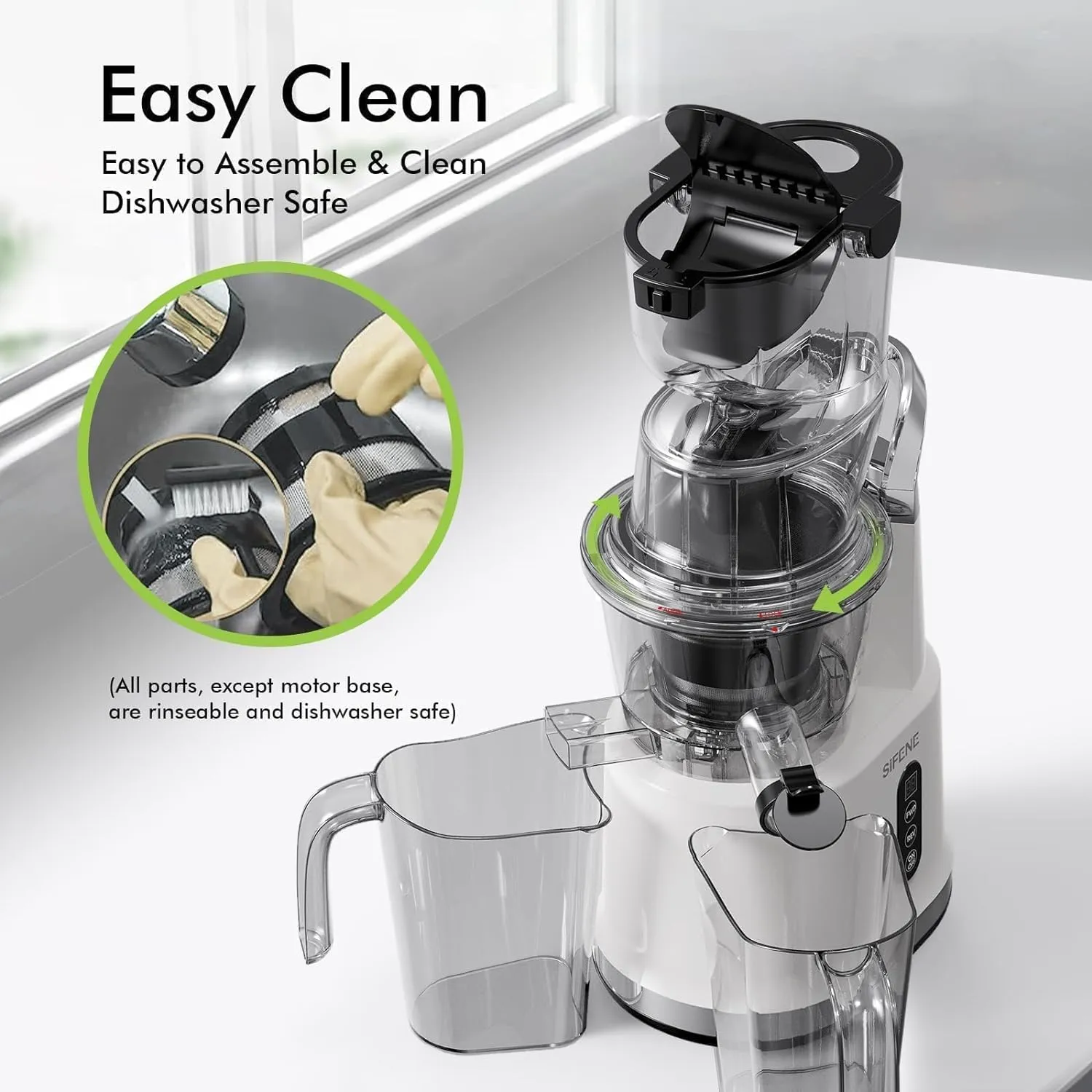 Cold Press Juicer Machines with 83mm Big Mouth, Whole Slow Masticating Juicer, BPA-Free, Easy to Clean