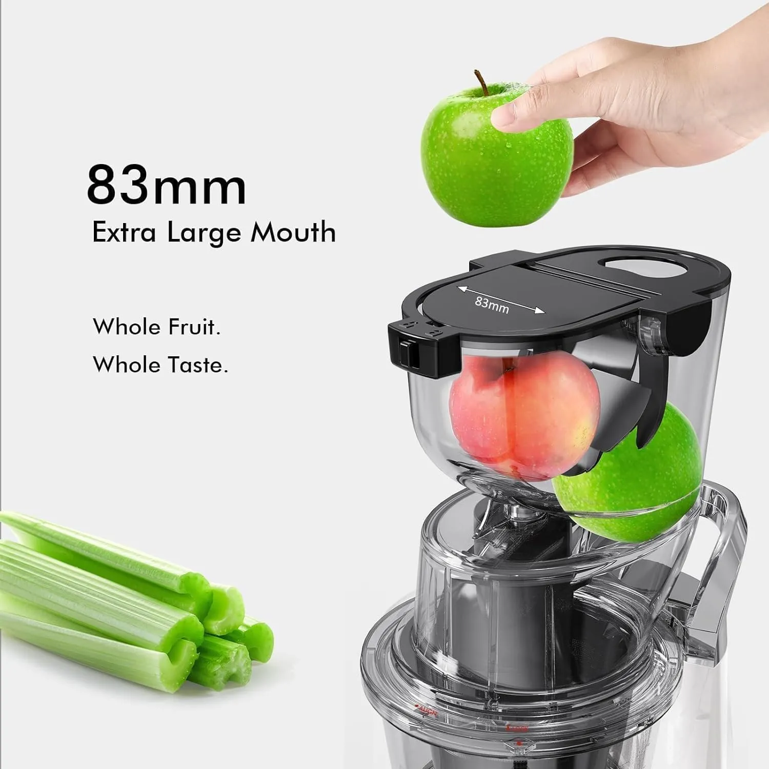 Cold Press Juicer Machines with 83mm Big Mouth, Whole Slow Masticating Juicer, BPA-Free, Easy to Clean