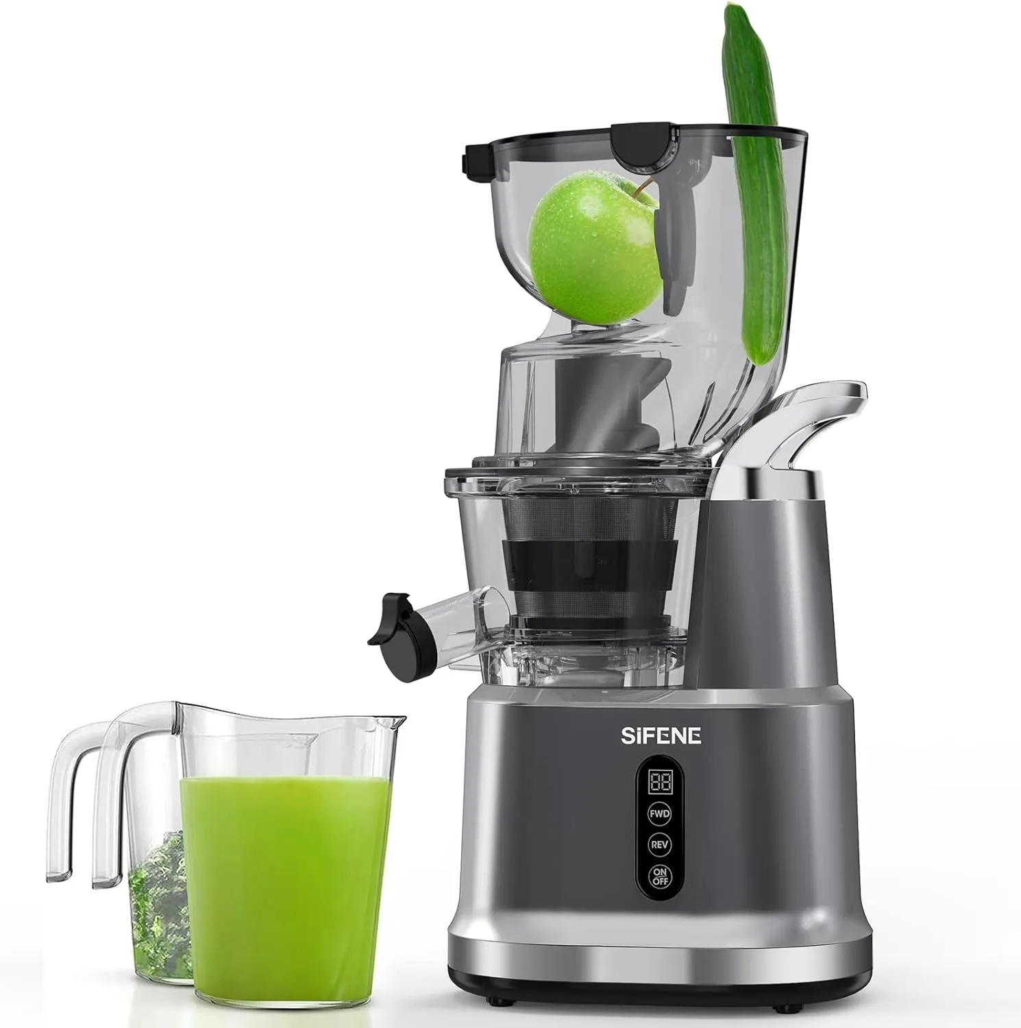 Cold Press Juicer Machines with 83mm Big Mouth, Whole Slow Masticating Juicer, BPA-Free, Easy to Clean