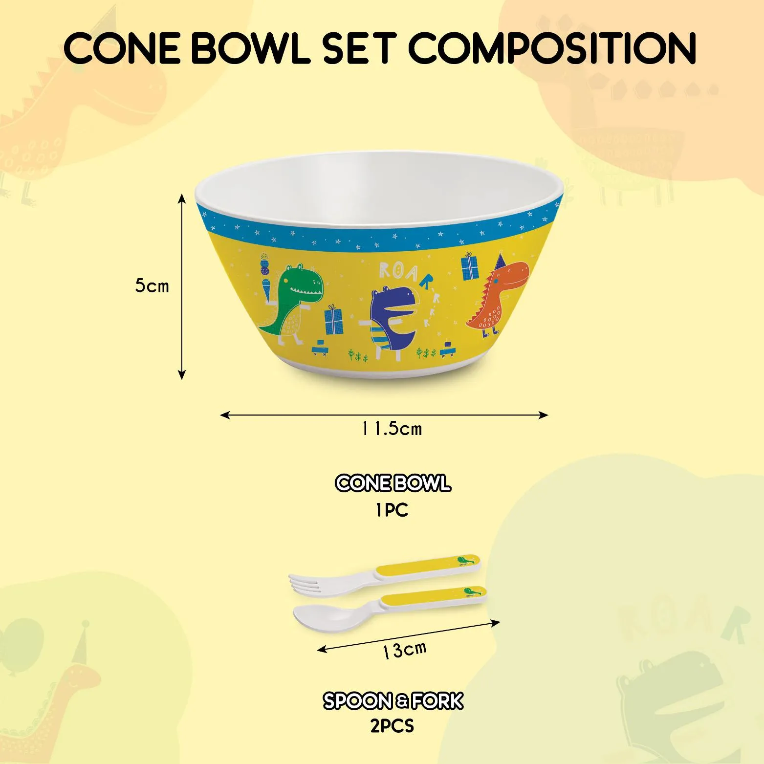 Cone Kids Melamine Bowl, Set of 3