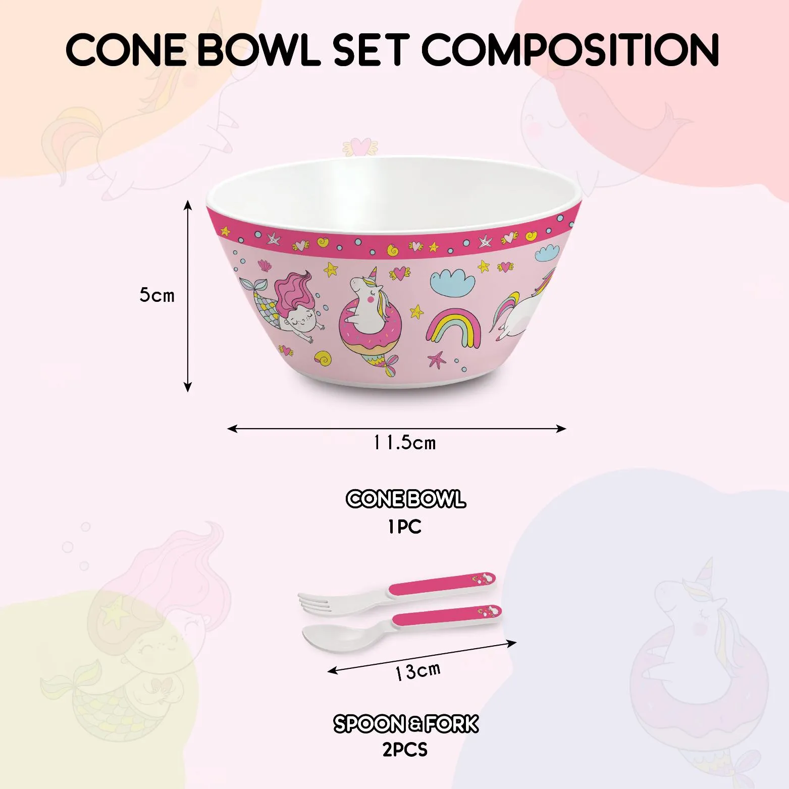 Cone Kids Melamine Bowl, Set of 3