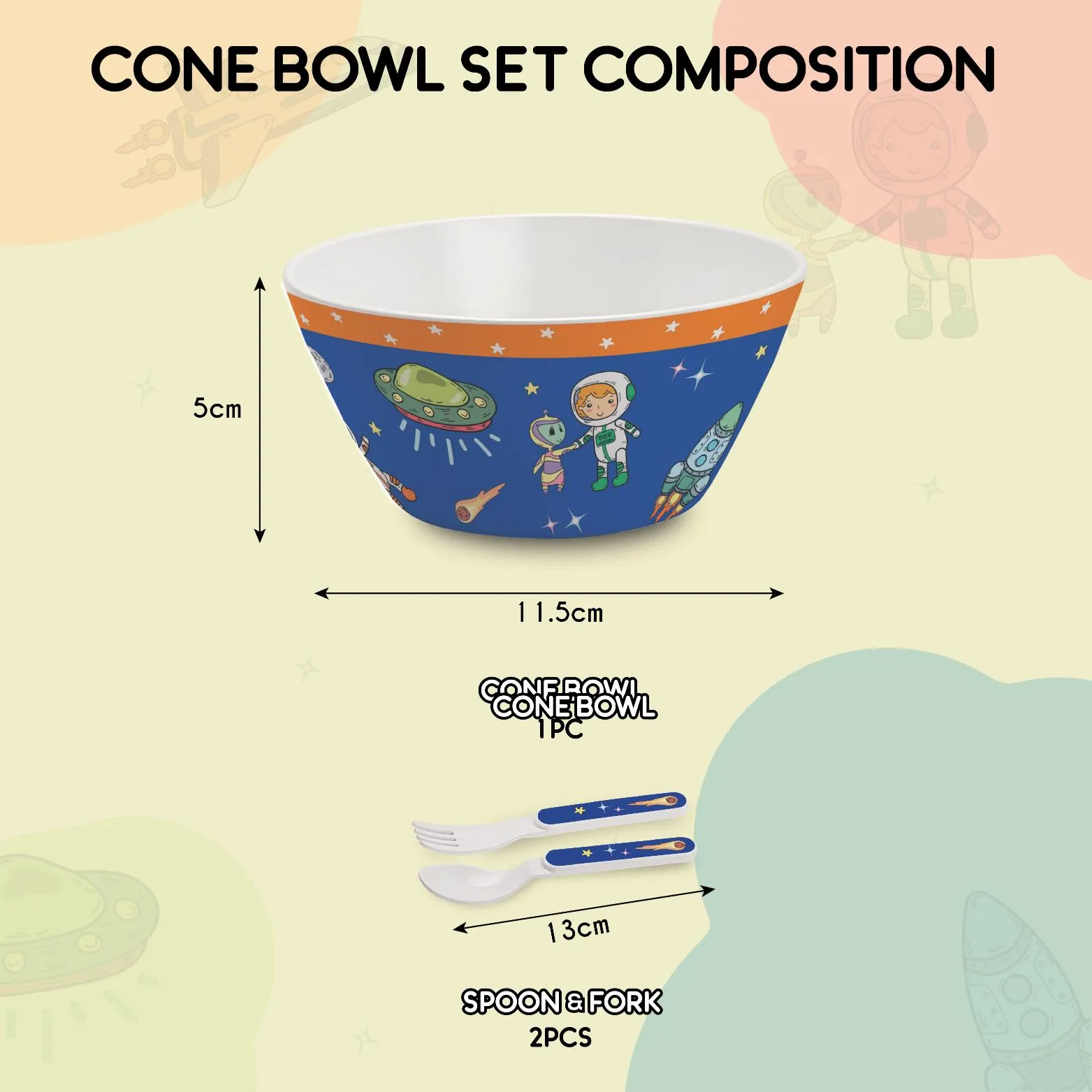 Cone Kids Melamine Bowl, Set of 3