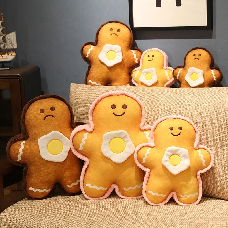 Cute Plush Toy Egg Bread Pillow Doll Smiley Face Biscuit Man Figures Children Gift