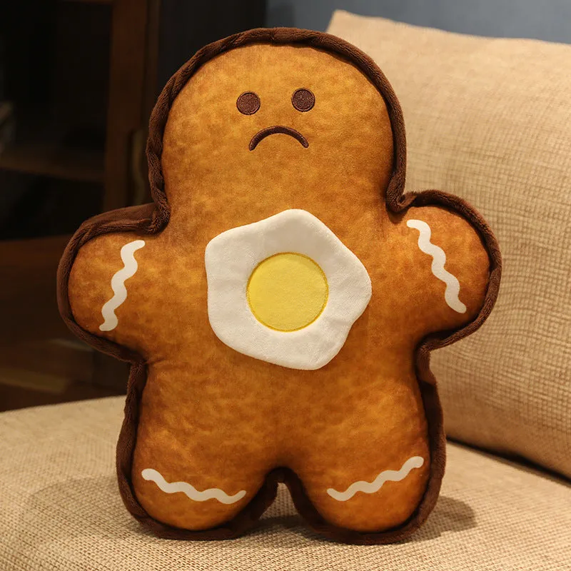 Cute Plush Toy Egg Bread Pillow Doll Smiley Face Biscuit Man Figures Children Gift