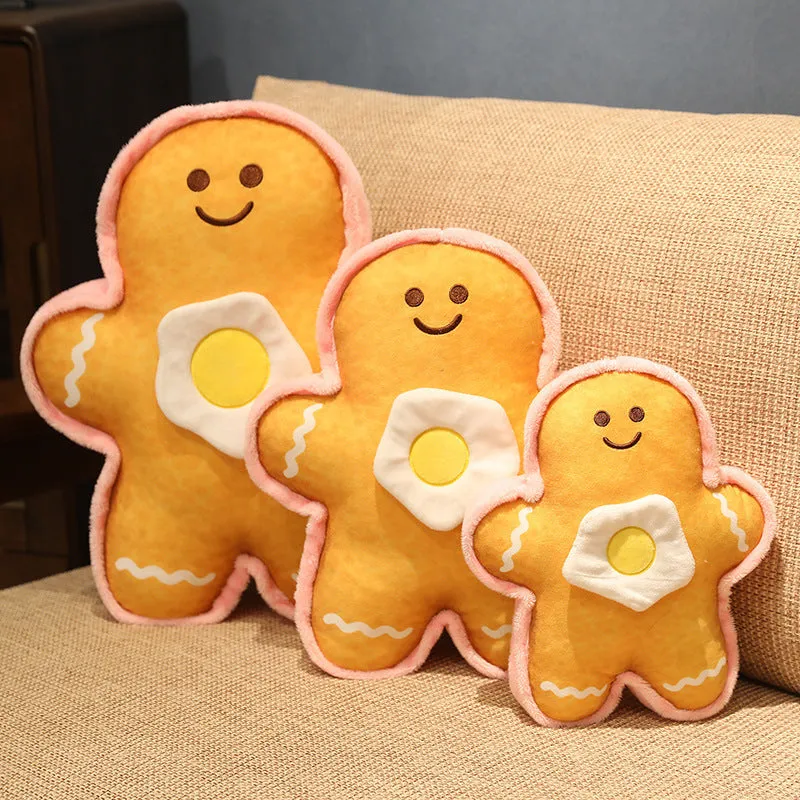 Cute Plush Toy Egg Bread Pillow Doll Smiley Face Biscuit Man Figures Children Gift