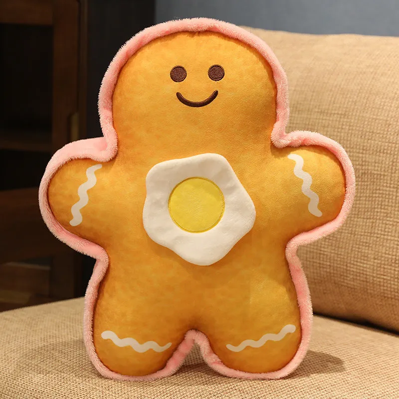 Cute Plush Toy Egg Bread Pillow Doll Smiley Face Biscuit Man Figures Children Gift