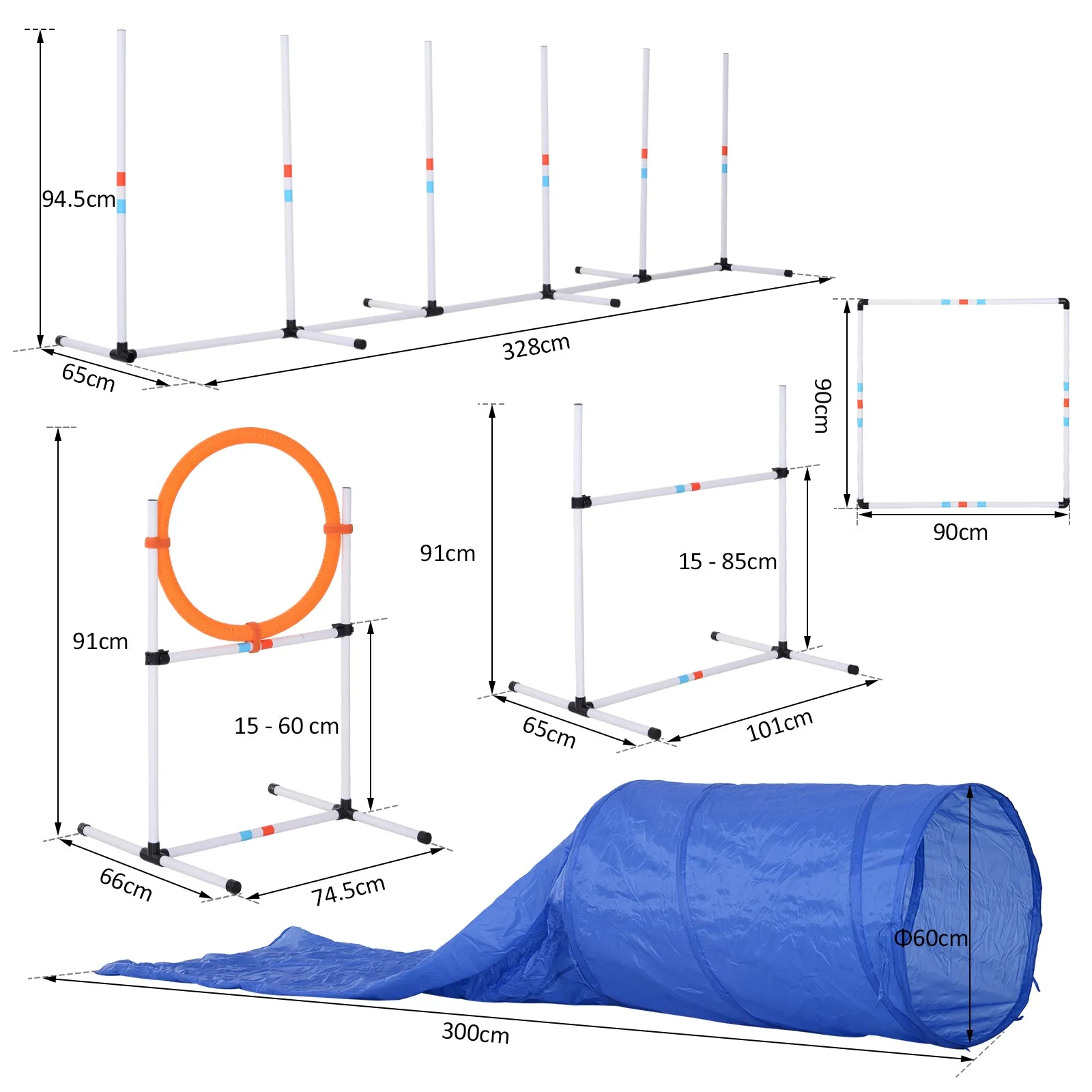 Dogs PE Set-of-5 Obstacle Agility Training Set White