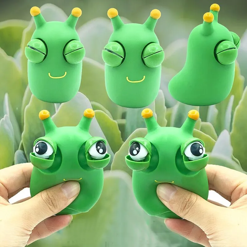 Funny Eyeball Burst Squeeze Toy Green Eye Caterpillar Pinch Toys Adult Kids Stress Relief Fidget Toy Creative Decompression Toy