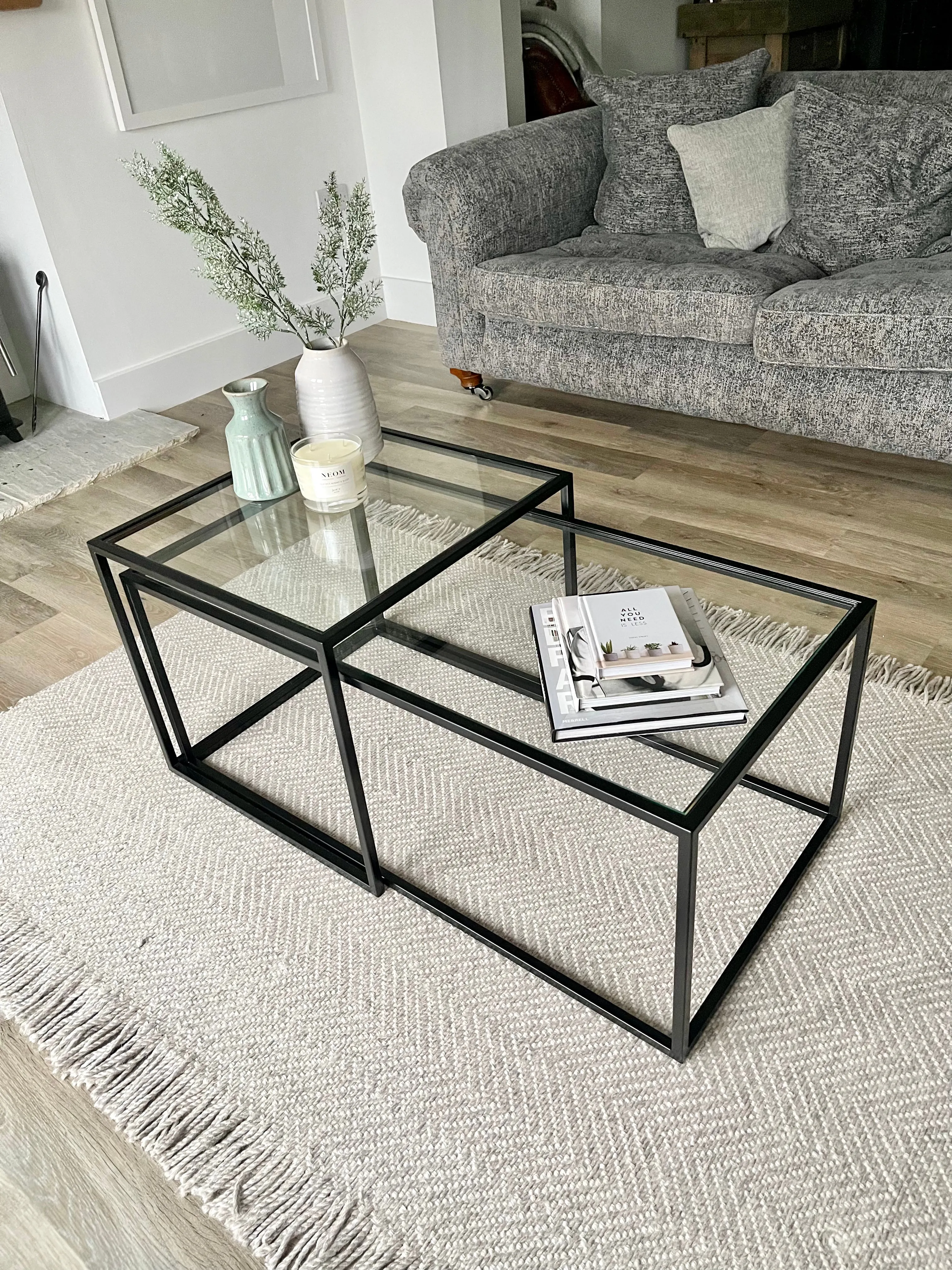 Glass Metal Nesting Coffee Tables