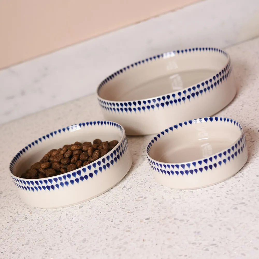 Indigo Drop Ceramic Pet Bowls