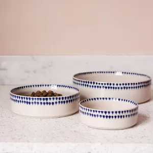 Indigo Drop Ceramic Pet Bowls