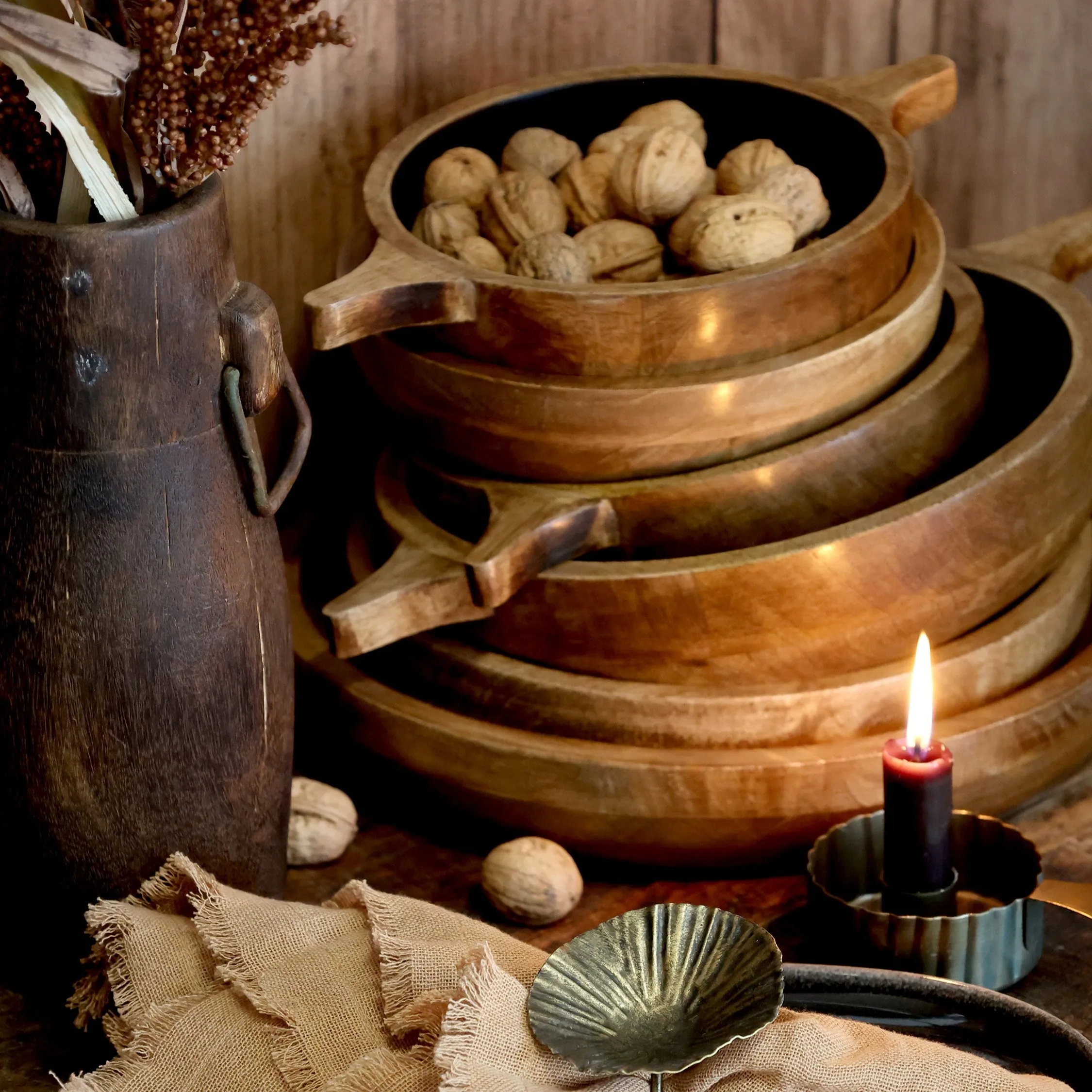 Mango Wood Bowl with Black Interior - Three Sizes