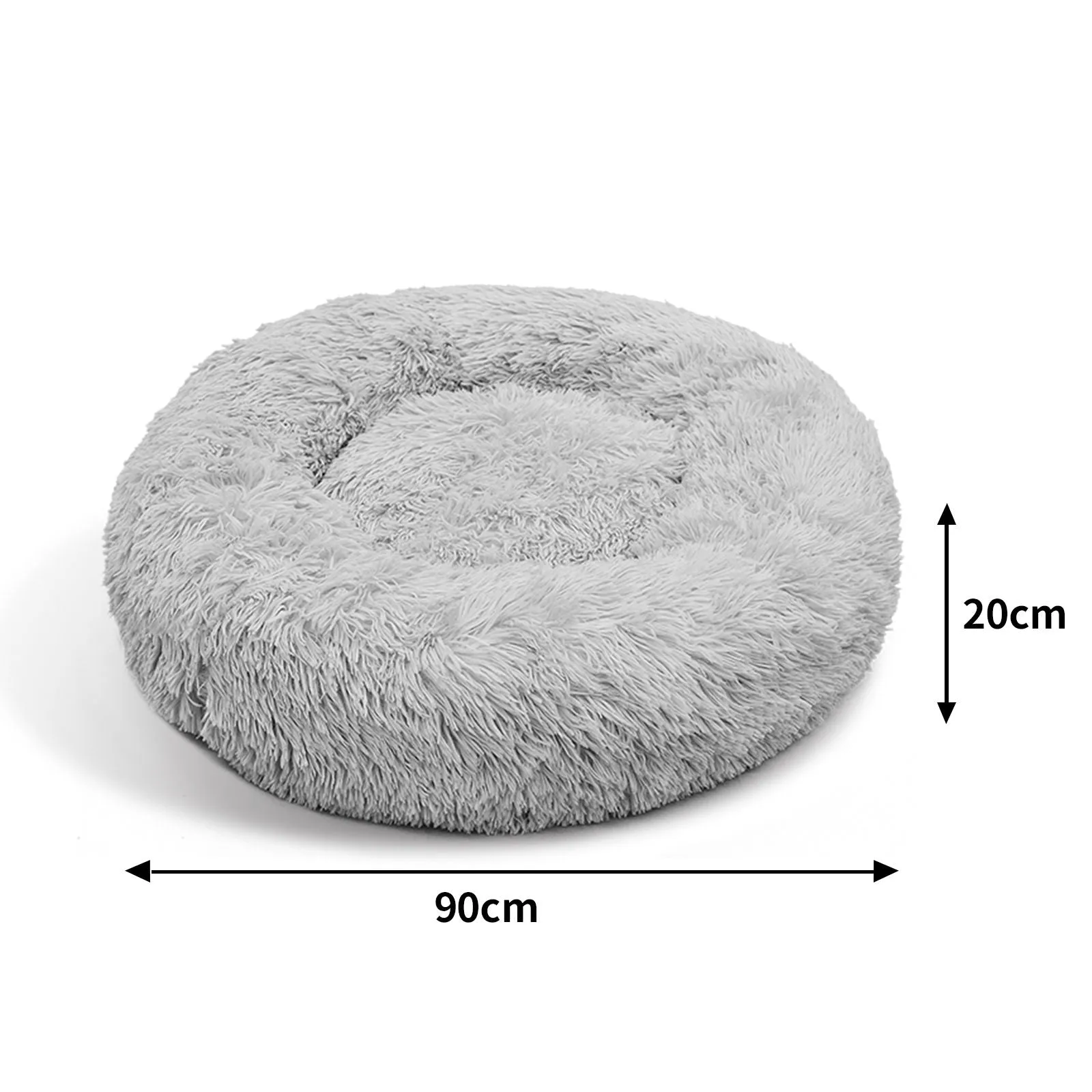 Pet Dog Bed Bedding Warm Plush Round Comfortable Dog Nest Light Grey Large 90cm Large