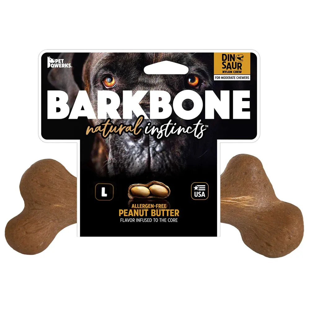 Pet Qwerks Dinosaur BarkBones Peanut Butter Nylon Tough Dog Toys 3 Sizes