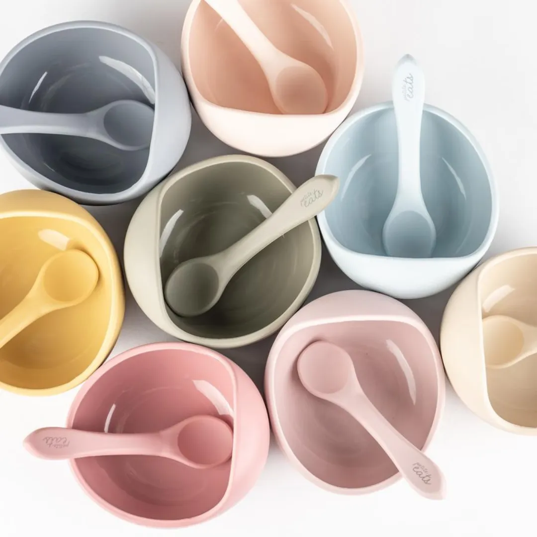 Petite Eats Silicone Suction Bowl And Spoon - Blush