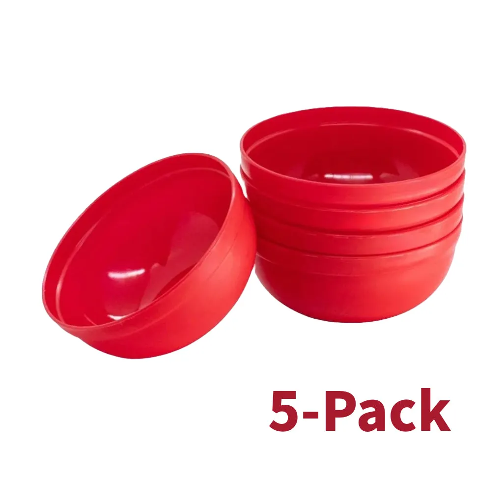 Plastic Mini Bowl 270ml Capacity (5-Pack) Red