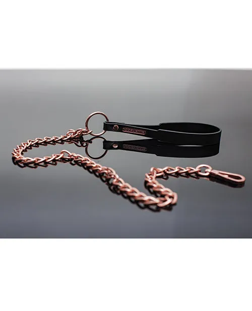 Pleasure Collection Leash - Black and Rose Gold