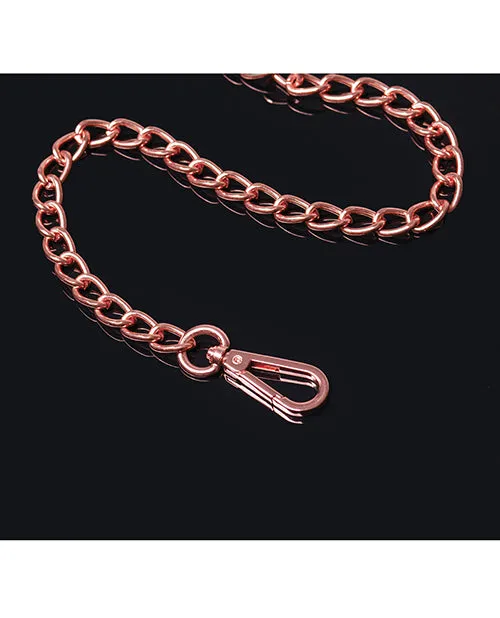 Pleasure Collection Leash - Black and Rose Gold