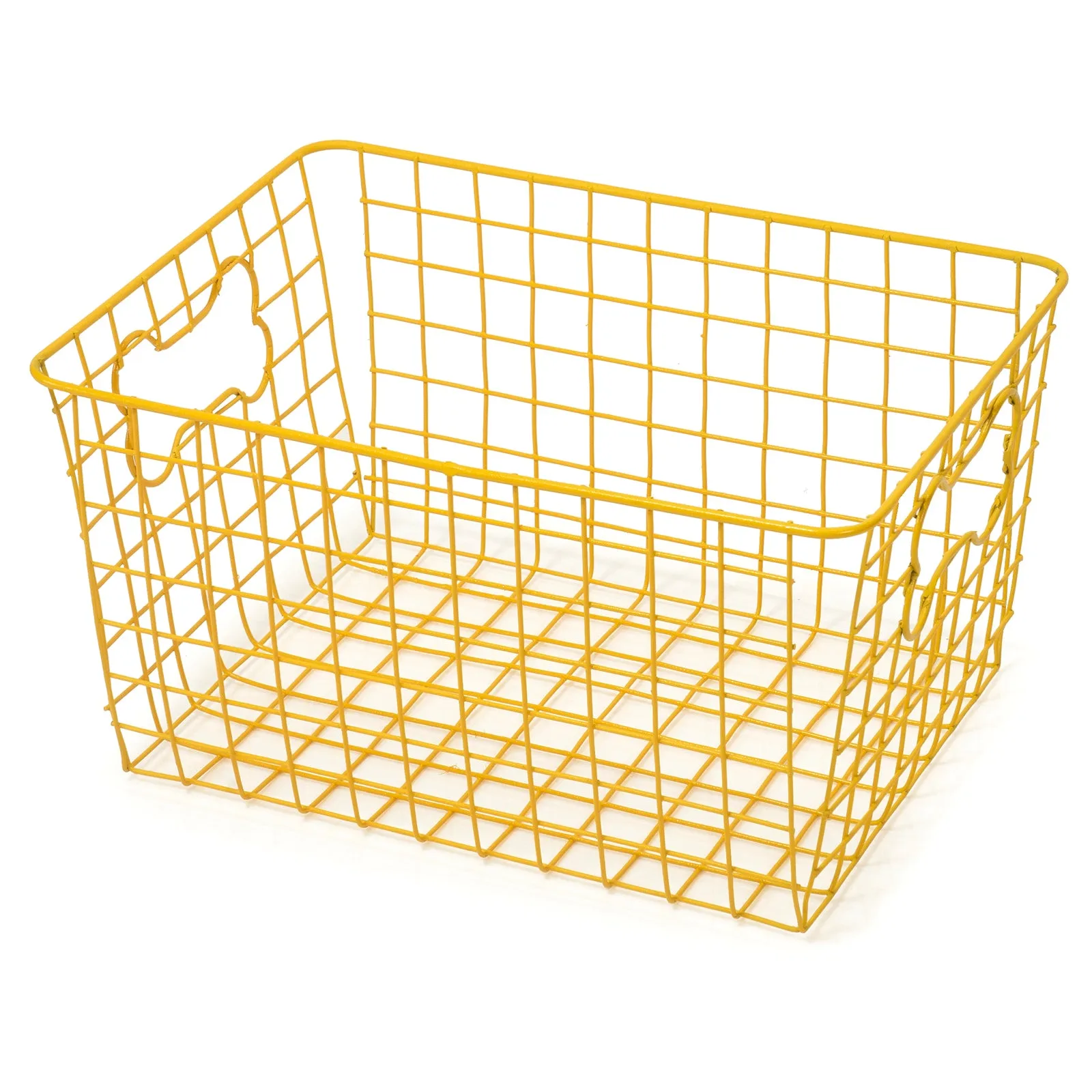 Red Co. 13” x 9.5” Rectangular Metal Wire Dog Toy Storage Basket with Handles, Yellow