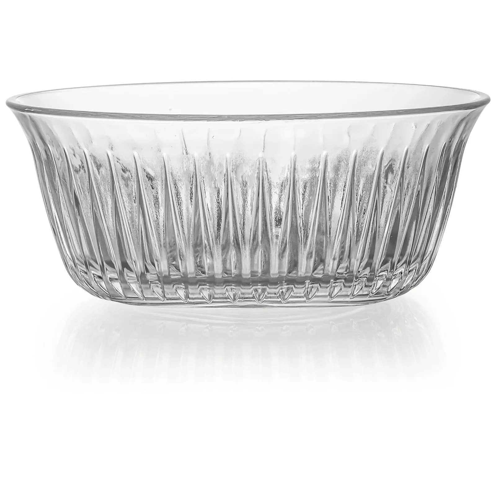 Red Co. Set of 6 Round 5” Traditional Cut Glass 12 Fl Oz Sculpted Ribbed Serving Bowls, Clear