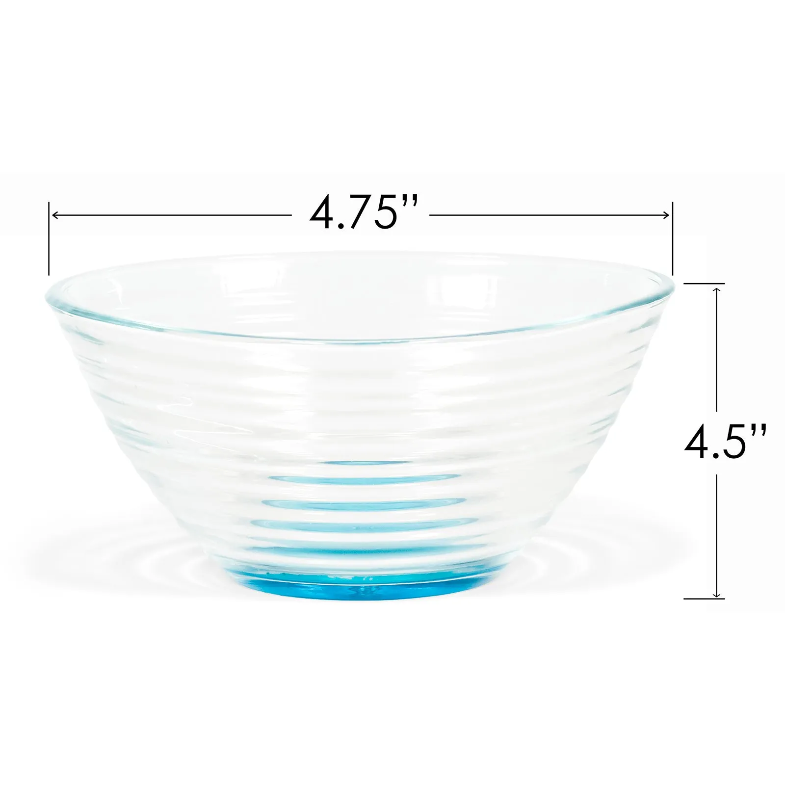 Red Co. Small Clear Glass Ribbed Multipurpose Colored Base Prep and Serving Bowls - 10.25 Ounce, Set of 6