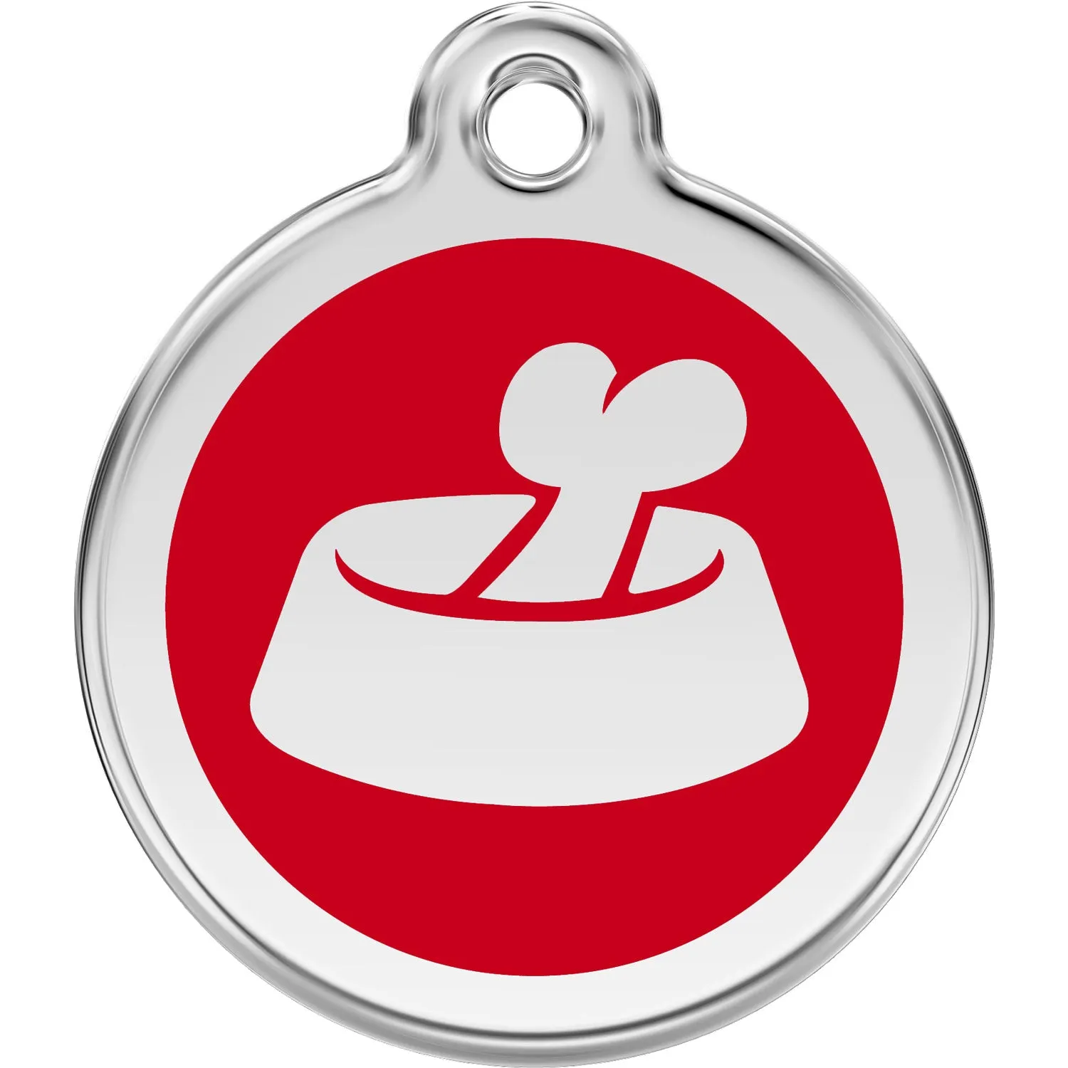 Red Dingo Bone in Bowl Pet ID Dog Tags