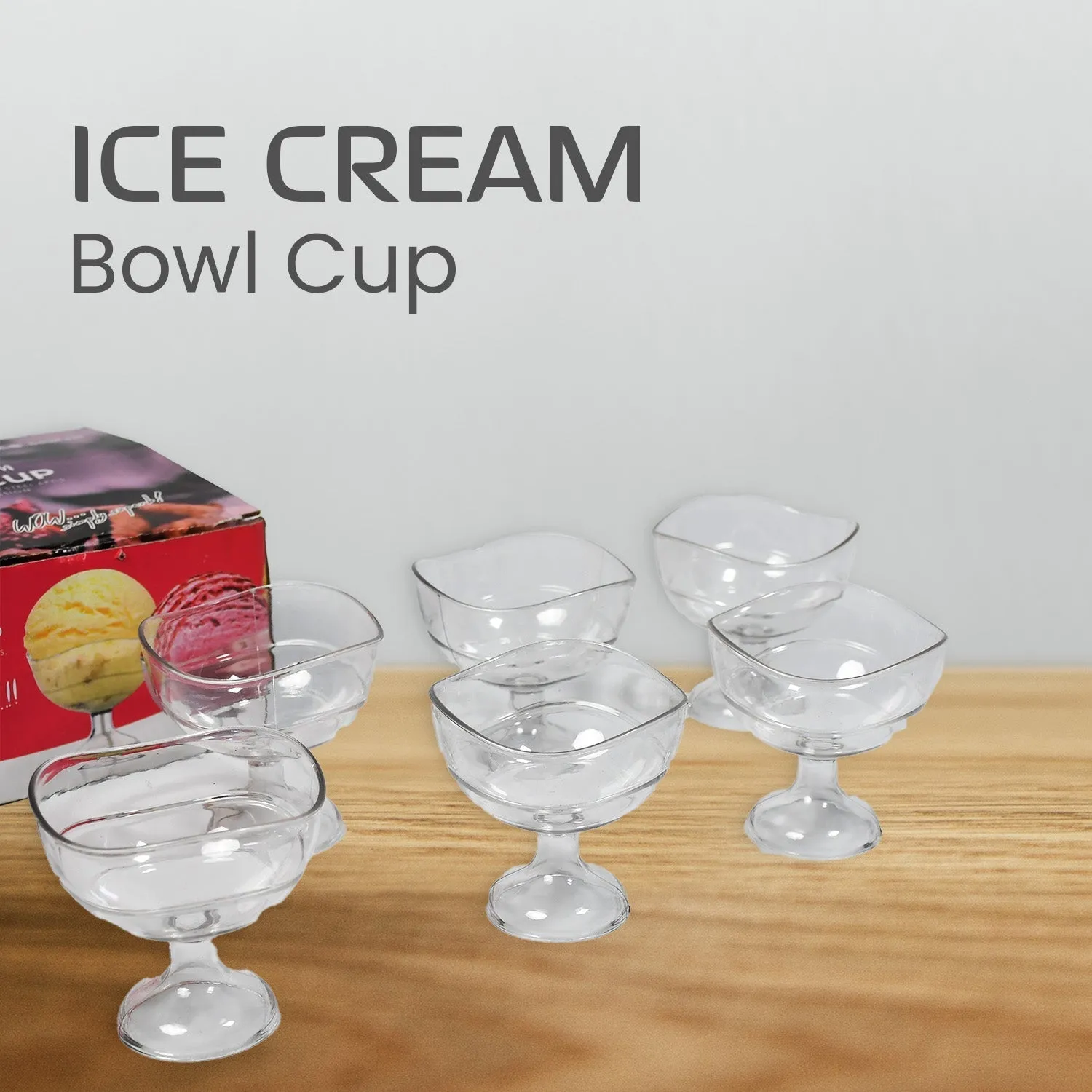 Royal Style Dessert & ICE Cream Cup Bowl Plastic 6pcs For Home , Office & Party Use