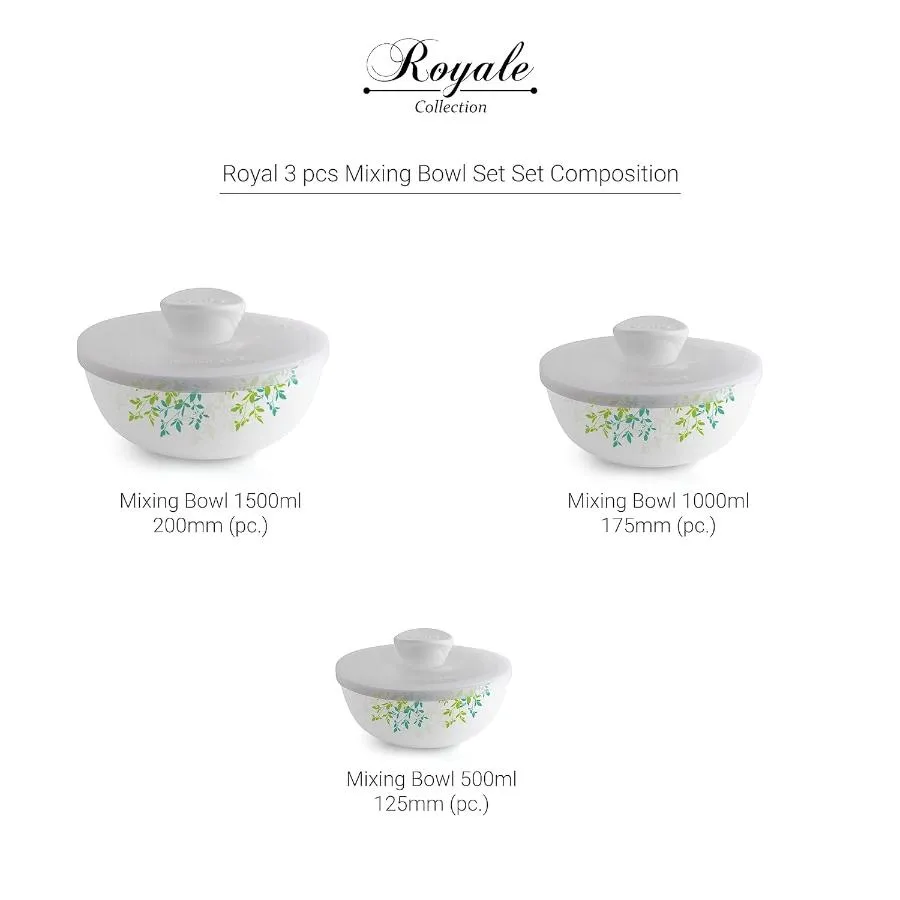 Royale Series Mixing bowls with lid Gift Set, 3 Pieces