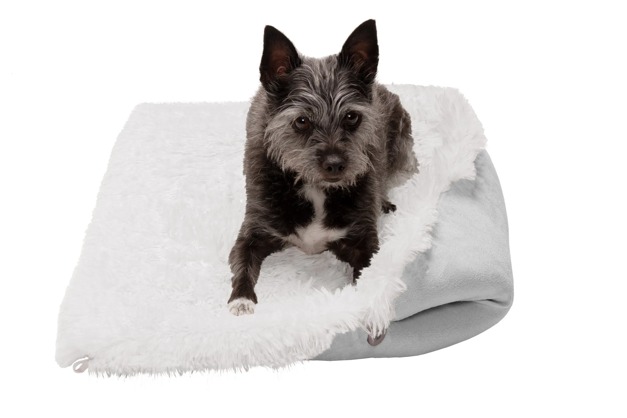 Self-Warming 4-in-1 Plush Long Faux Fur Convertible Cuddler Pet Bed