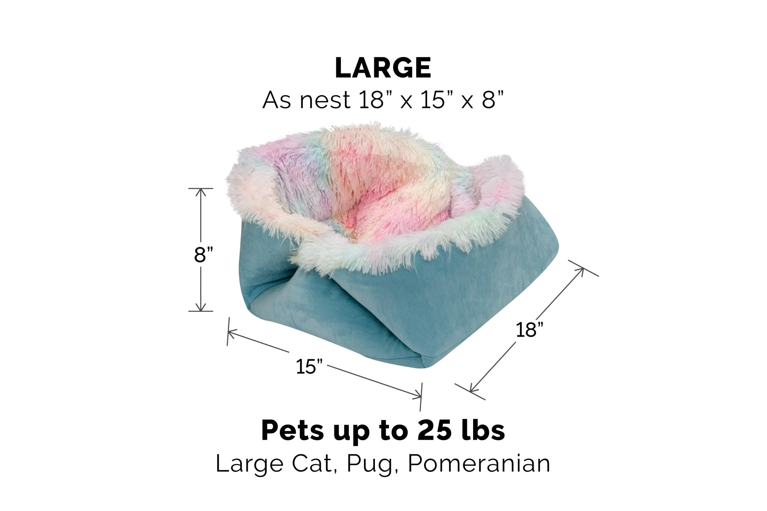 Self-Warming 4-in-1 Plush Long Faux Fur Convertible Cuddler Pet Bed