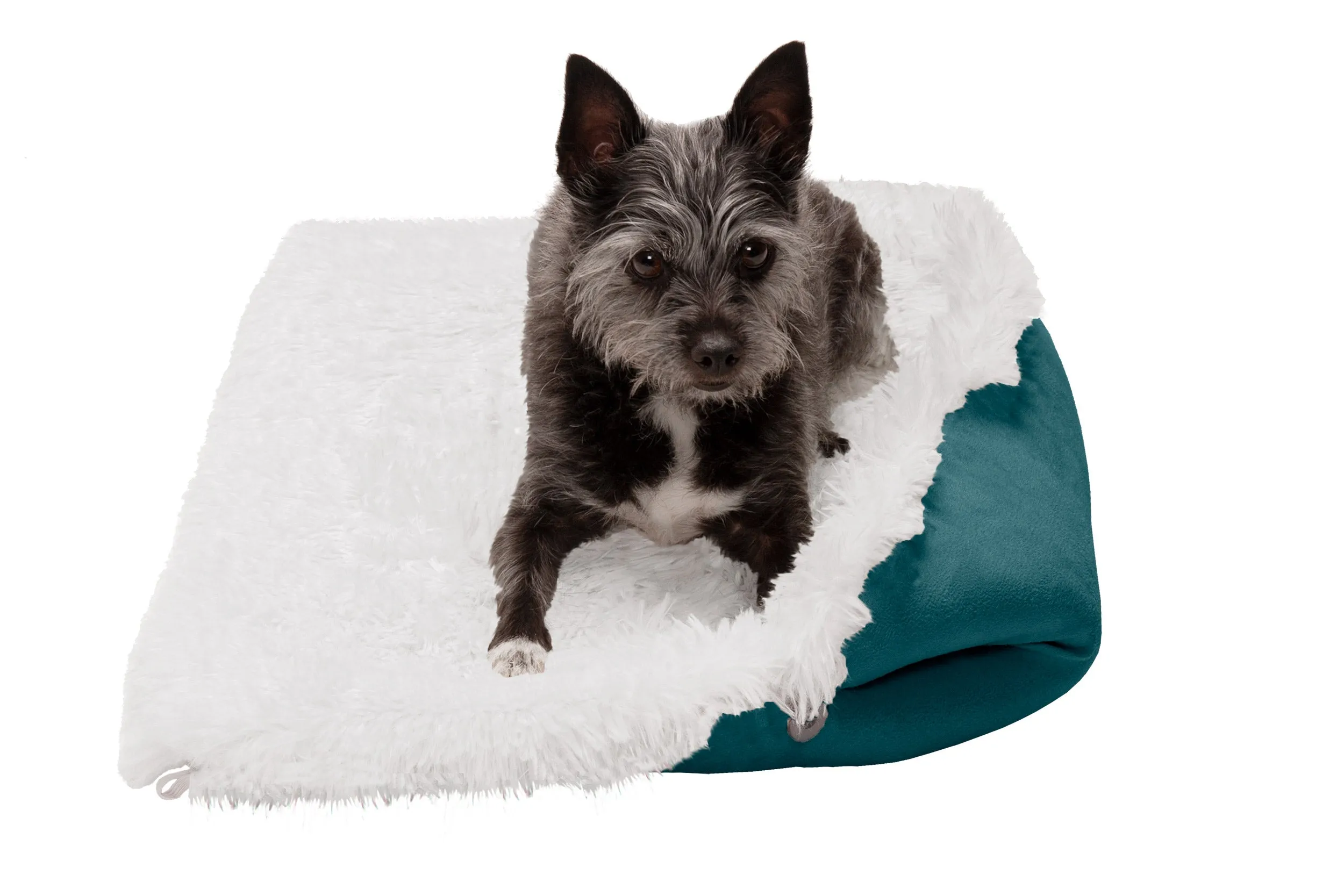 Self-Warming 4-in-1 Plush Long Faux Fur Convertible Cuddler Pet Bed