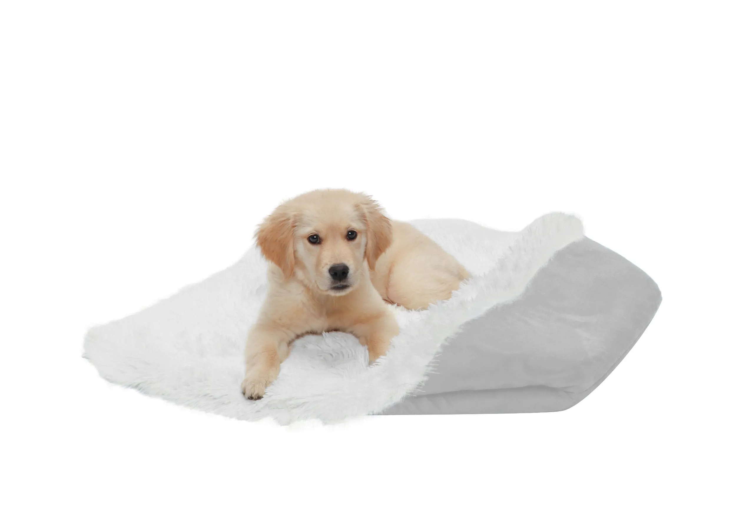 Self-Warming 4-in-1 Plush Long Faux Fur Convertible Cuddler Pet Bed