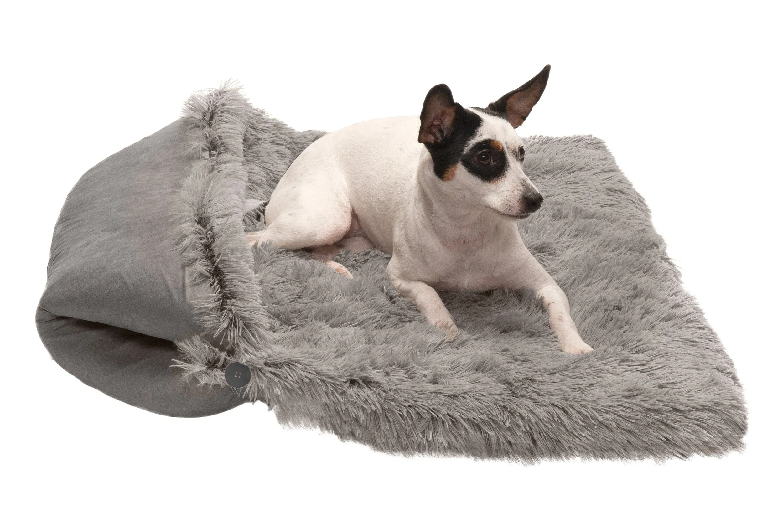 Self-Warming 4-in-1 Plush Long Faux Fur Convertible Cuddler Pet Bed