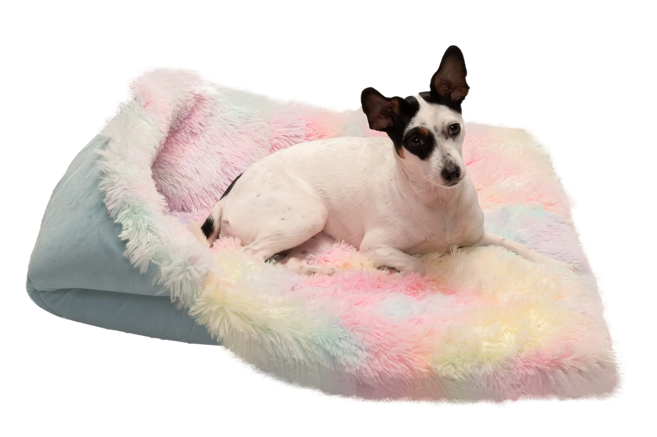 Self-Warming 4-in-1 Plush Long Faux Fur Convertible Cuddler Pet Bed