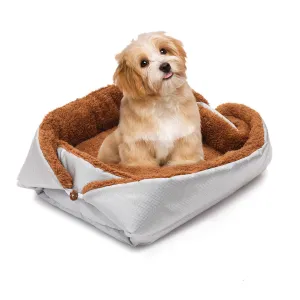 SOGA Silver Dual-purpose Cushion Nest Cat Dog Bed Warm Plush Kennel Mat Pet Home Travel Essentials